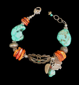 "Turquoise & Spiny Oyster Bracelet"