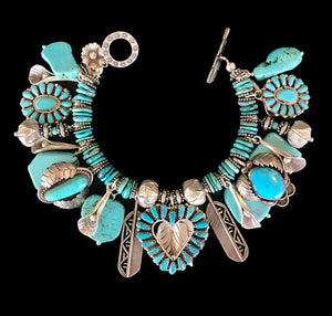 "Turquoise Heart Charm Bracelet"