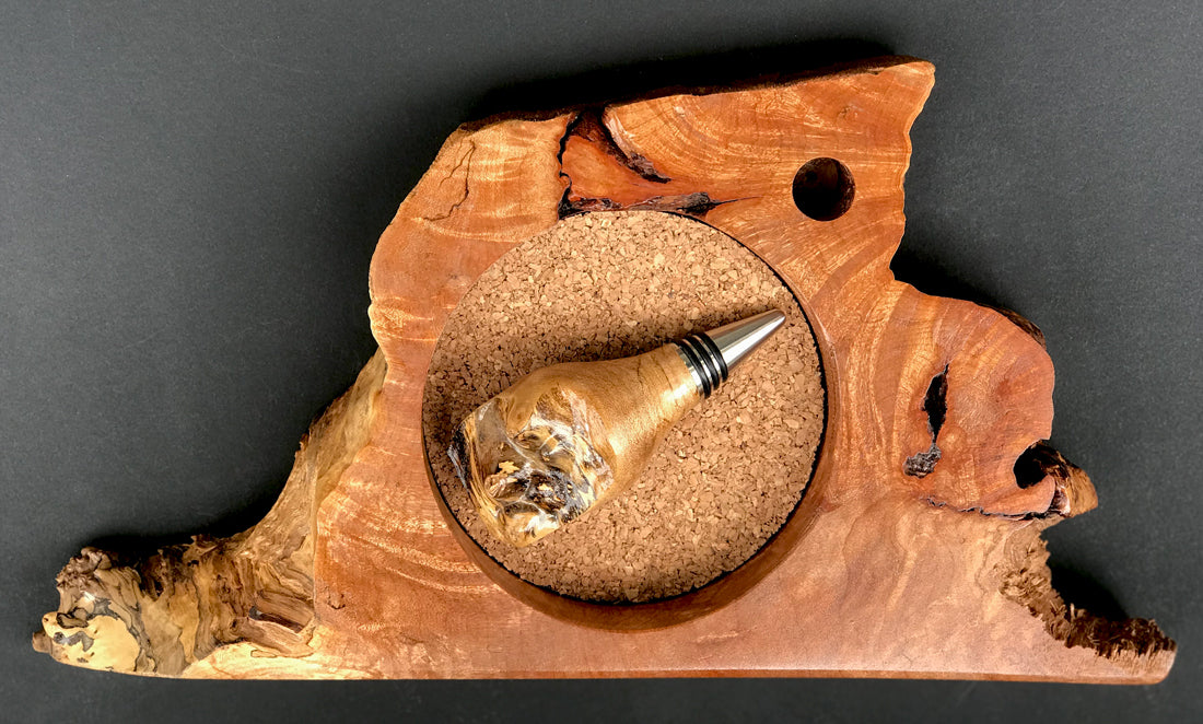 Big Leaf Maple Wine Caddy with Stopper ~ SOLD
