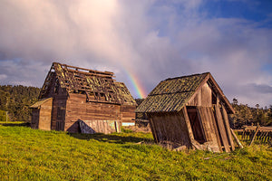 "Spring Ranch Barns and Rainbow"